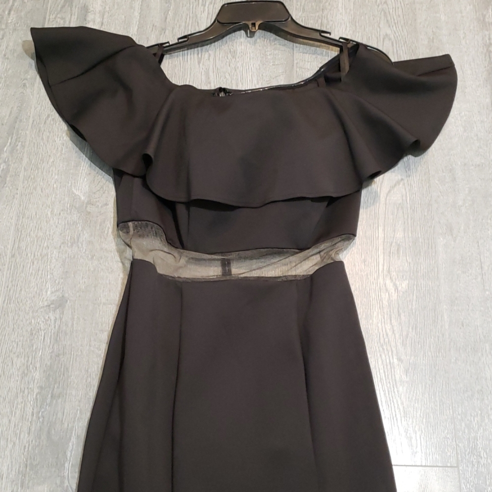 Jovani new #49926 Black Scuba Off Shoulder Ruffle - Picture 8 of 8